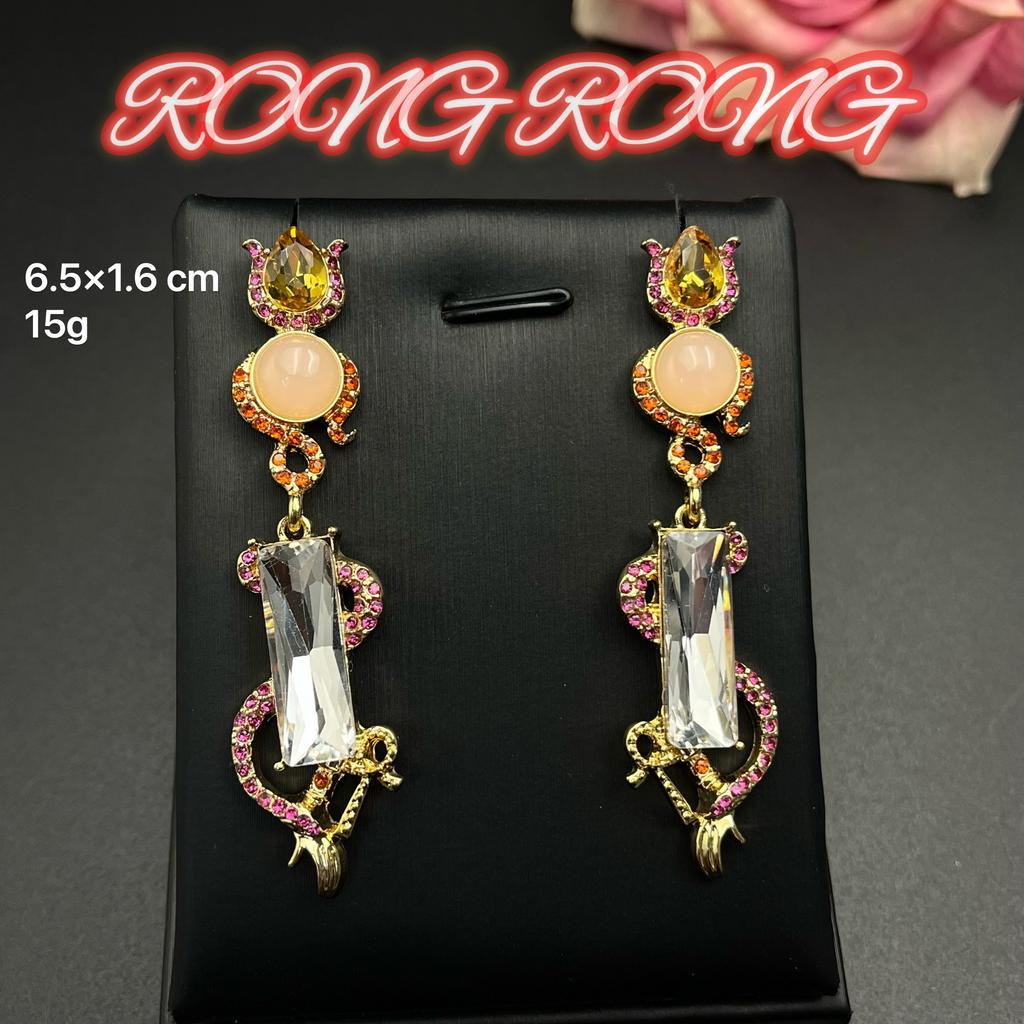 French retro jewelry square diamond powder treasure stud earrings vintage European and American fashion personality medieval earrings old money style