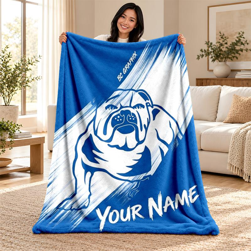Canterbury Bulldogs Custom Name Fleece Blanket Personalized Soft Cozy Throw Blanket Customized Gift for Birthday Christmas