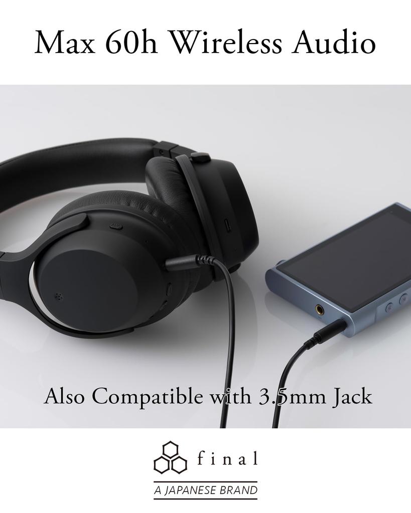 Final UX2000 Bluetooth Headphones with Noise Canceling, Bluetooth 5.3, Low Latency, 60h Playback Time (Cream)