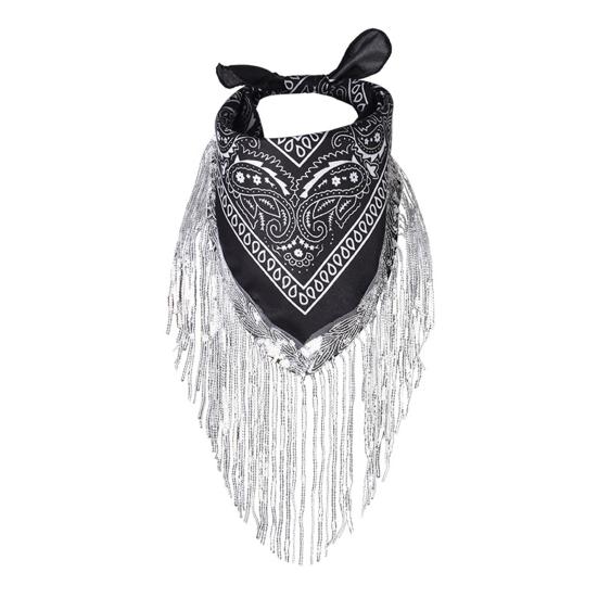 Sequins Scarf Exquisite Pattern Tassel Design Non-Fading Washable Quick Dry Decorative Polyester Women Beautiful Fringed Bandana Headscarf for Party