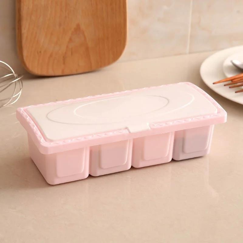 Пластиковый набор приправ кухонные принадлежности Четырехсекционная коробка для приправ отделка бытовая пылезащитная ложка ложка для хранения приправ