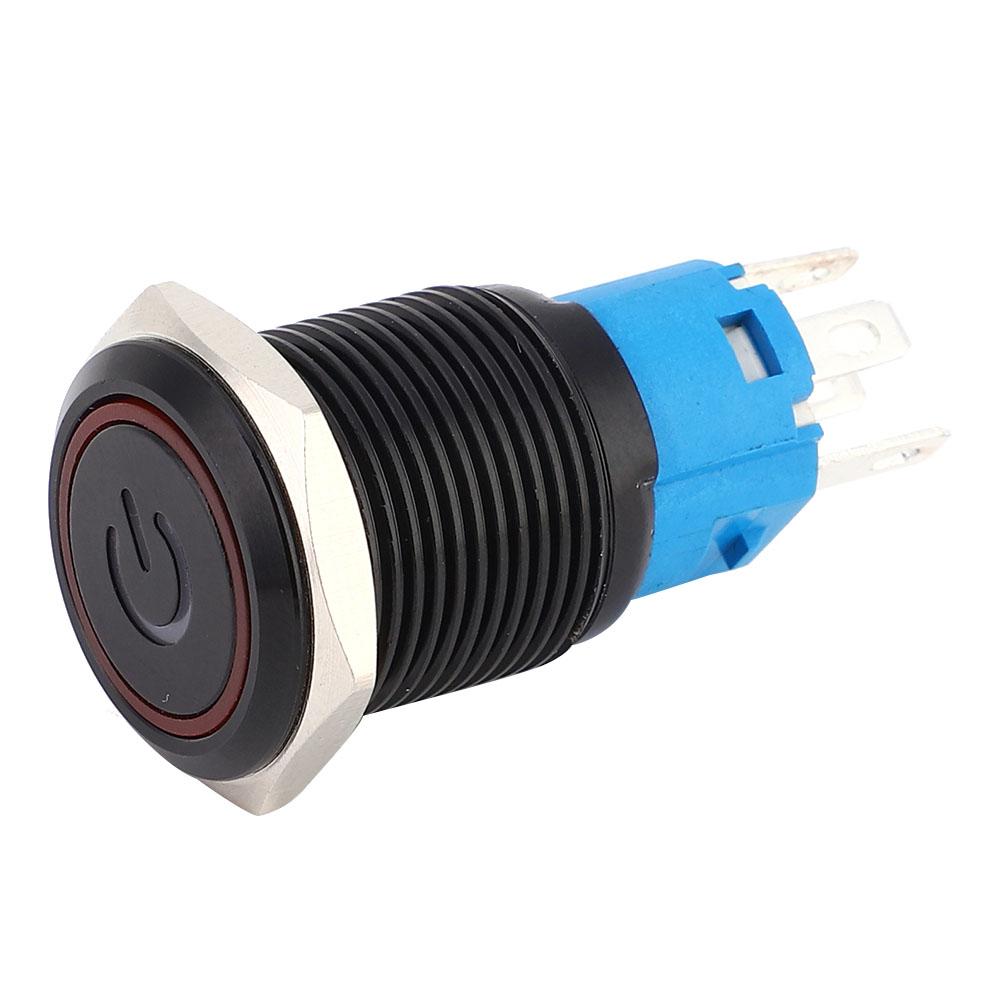 2 шт. Черный самоблокирующийся металлический переключатель IP65 с LED-лампой и символом 16 мм(Синий 36 В постоянного тока)