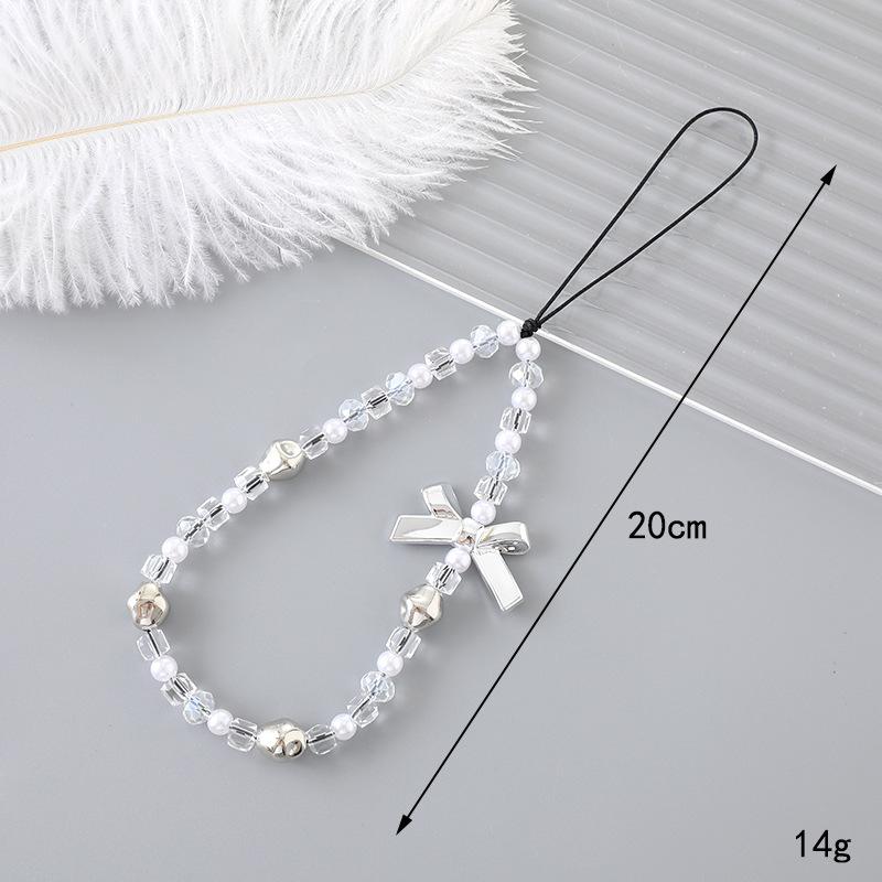 Korean Love Heart Beaded Phone Chain & Keychain Set for Women