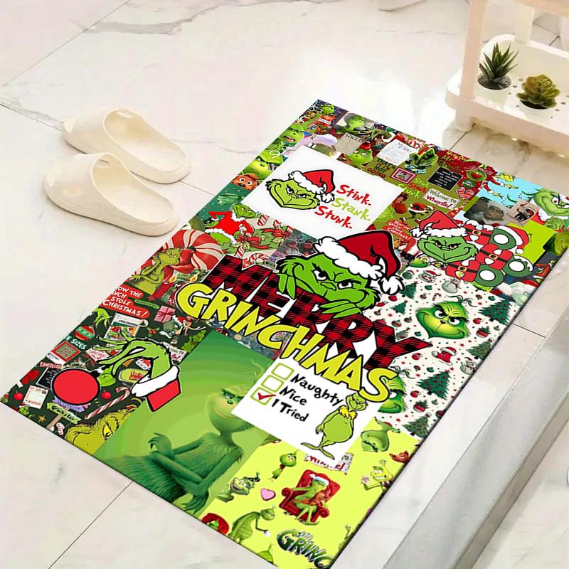 1Pc Grinch Christmas Collage Rug Office Carpet Indoor Outdoor Doormat Nonslip Soft Living Room Christmas Halloween Gift D922638