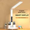 LED Soat Stol Chirog'i USB Orqali Zaryadlanadigan Dimmerlanadigan Stol Chiroqlari 2 Boshli 180° Aylanadigan Yig'iladigan Ko'zni Himoya Qiluvchi Stol O'qish Tungi Chiroqlari