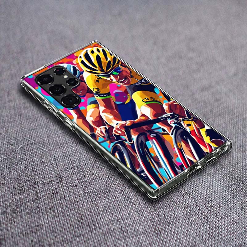 Чехол для телефона «Велогонка» для Samsung Galaxy S24 S23 S21 S20 FE S22 S26 Ultra S25 Edge S10 Plus Прозрачный ТПУ Чехол Оболочка Coque S
