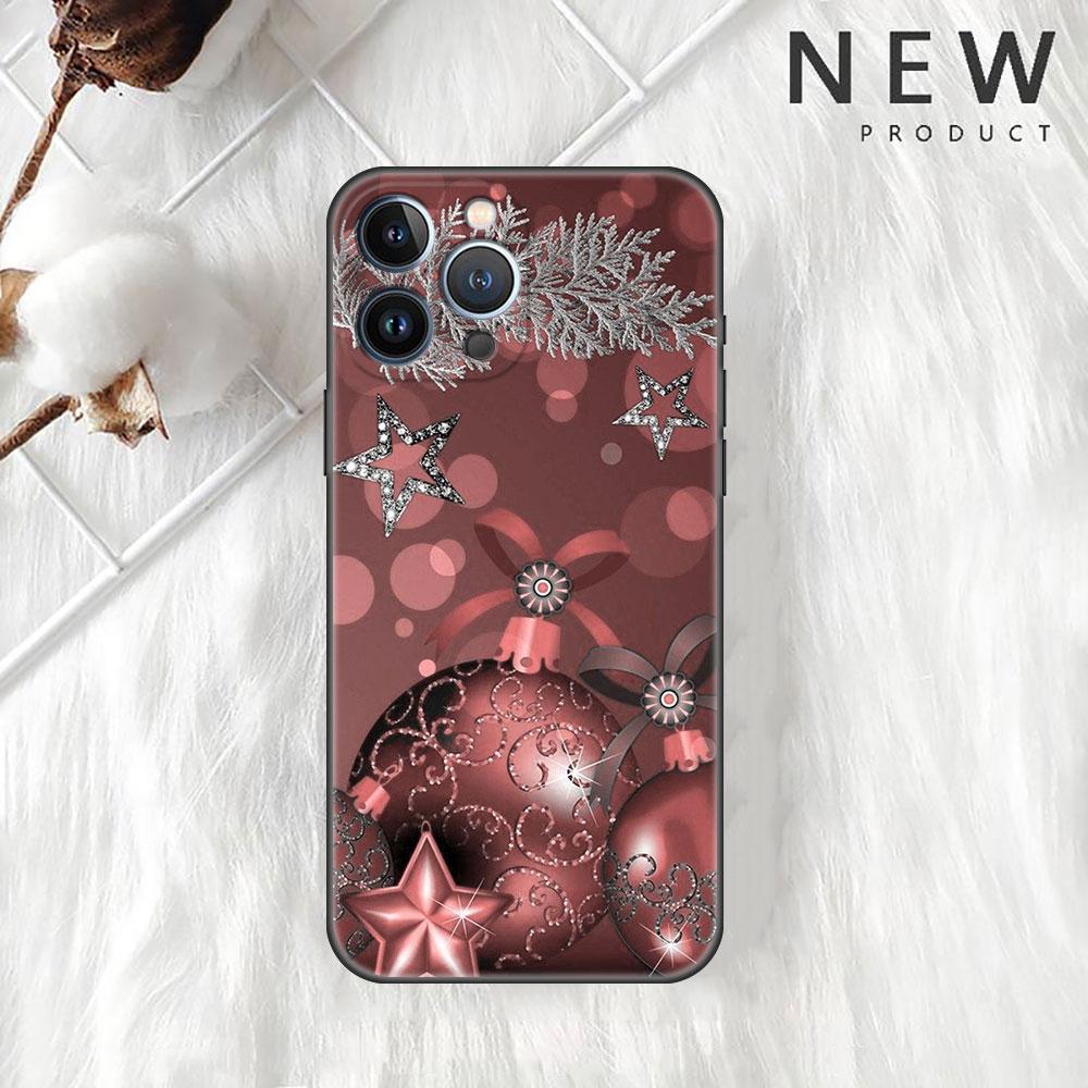 Рождественский чехол для Apple iPhone 14 11 13 12 Pro 7 Plus XR X XS Max 6 6S 14Pro Max Черный силиконовый чехол для телефона