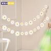 White Daisy Flower Paper Banner Hanging Garland Boho Girl Birthday Party Decorations Pull Flags Wedding Supplies