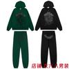 Mens Oversized Hooded Sweatshirt With Sparkling Rhinestone Letter Print Casual Streetwear Zip-Up Pullover