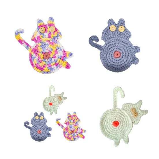 Плетеные вручную подставки для кошек, милые вязаные подставки для кофе в форме кошек, защита столешницы, изоляционный коврик для домашнего офисного декора