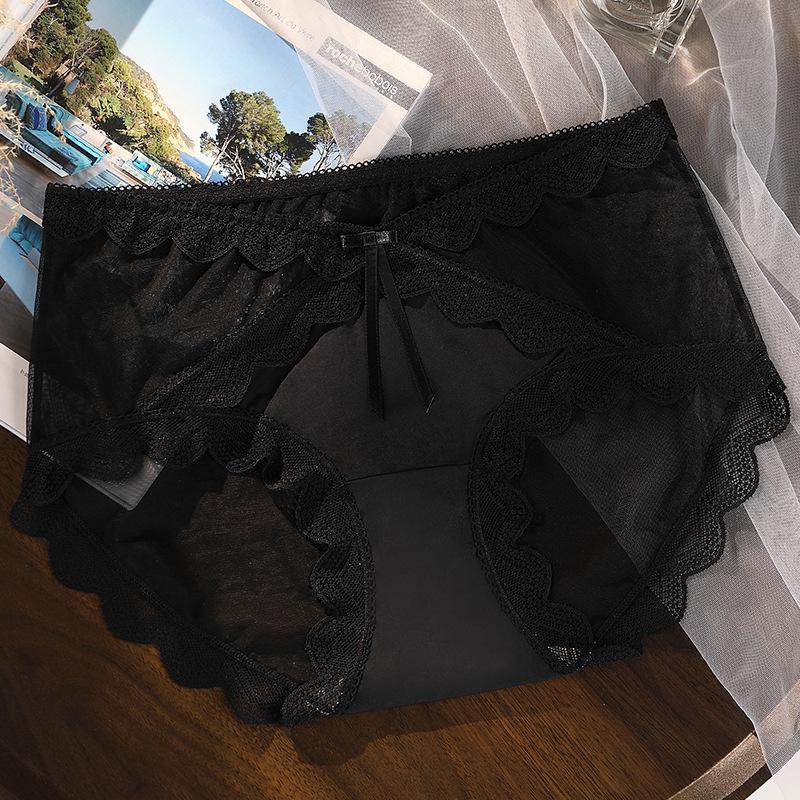 Big Size Female Spring and Summer Sexy Lace Hollow Mesh Cotton 10A Anti Bacterial Briefs