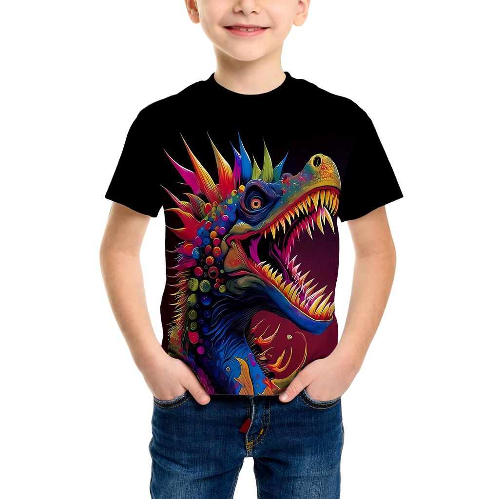 Summer Men's T-shirt Fashion Tiger Dinosaur Graphic 3D Print Men's Short Sleeves T-Shirt Loose Casual Outdoor Men's and Women's Tees Tops
