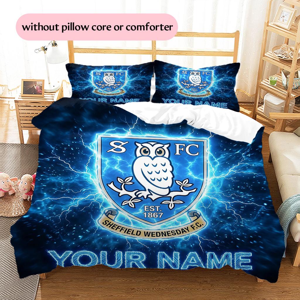 Custom Name Sheffield Wednesday Pattern Bedding Quilt Set Home Decoration Gift (1 * duvet cover + 2 * pillowcase without core)