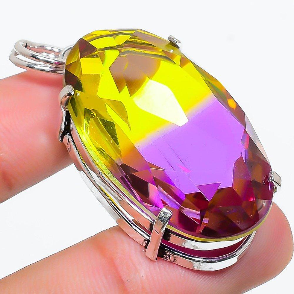 Подвеска из натурального двухцветного турмалина из стерлингового серебра 925 пробы 1,97 дюйма G4i94