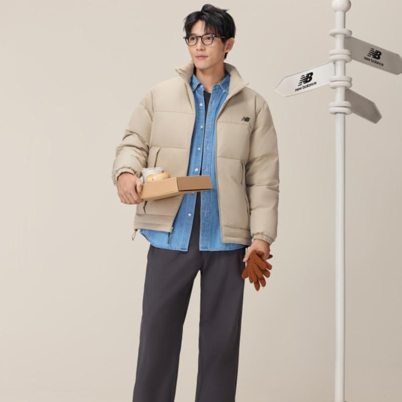 Men's New Balance Down Jackets Men's Woody Brown Stand Collar Thin Other
