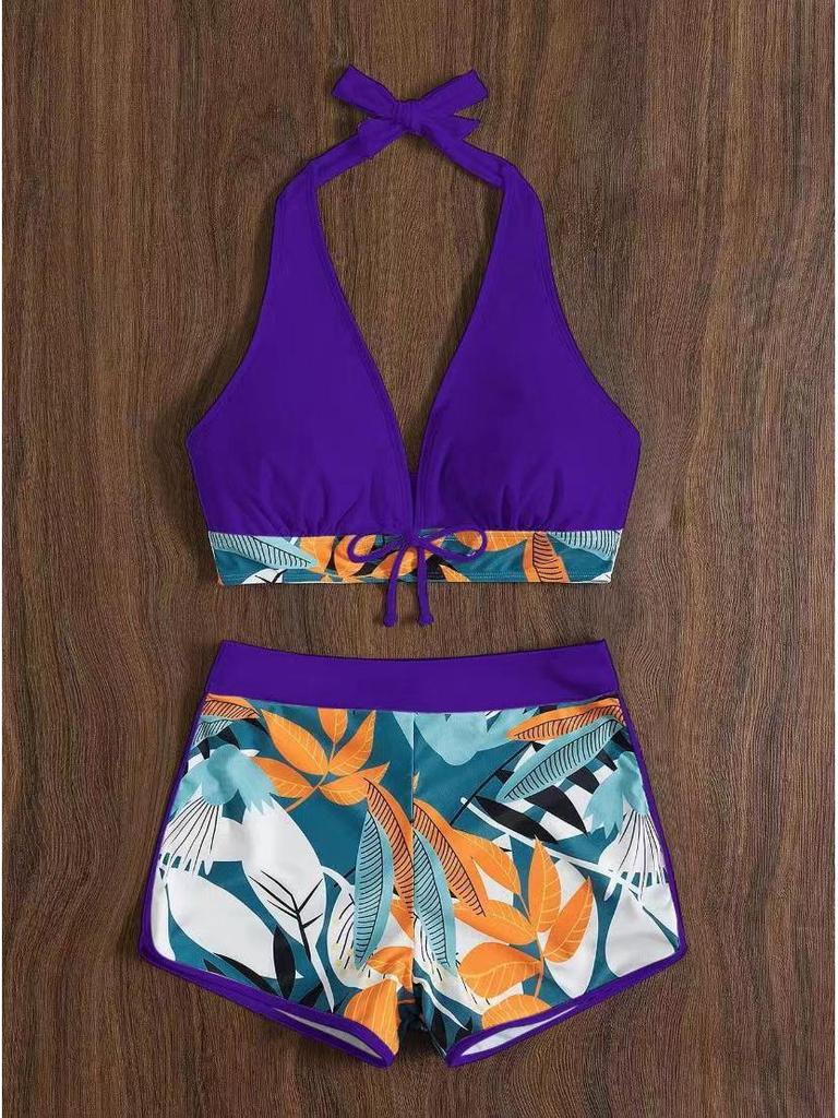 Женский купальник бикини с высокой талией и разрезами