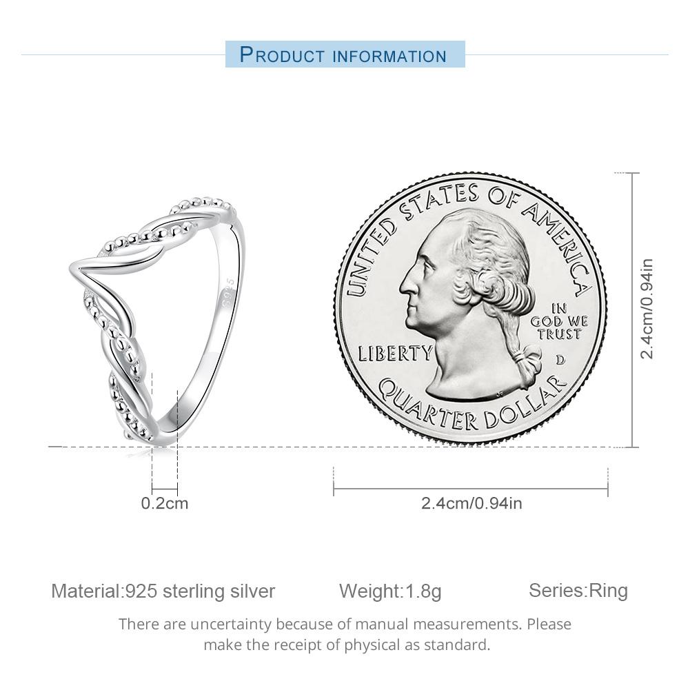 BAMOER модное V-образное кольцо для женщин из стерлингового серебра 925 пробы простое модное геометрическое кольцо для девочек свадебный подарок ювелирные изделия