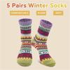 5 пар зимних теплых шерстяных носков, толстые вязаные мягкие уютные носки, ботинки, носки для женщин