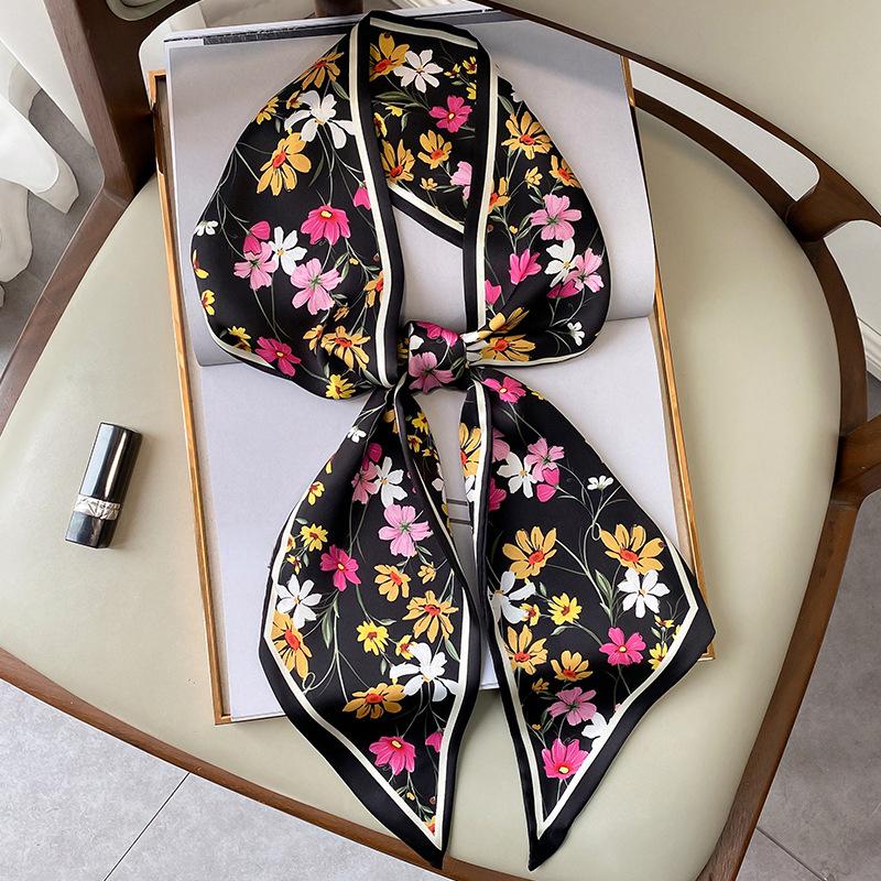 Luxury Brand Horse Printed Scarf Elegant Slender Thin Silky Scarf Women's Casual Decorative Neck Scarf