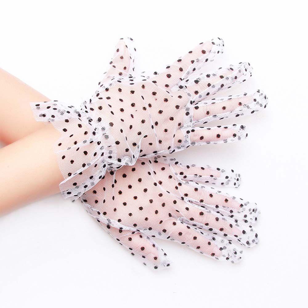 Stretchy Driving Cycling Lotus Leaf Polka Dot Gloves Women Lace Gloves Lace Gloves Korean Style