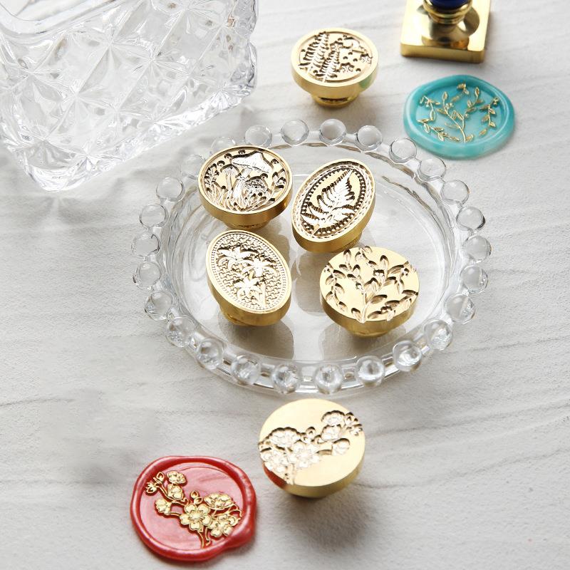 Кленовые листьяУзор маргаритки Восковая печать штамп Ретро-печать сургучом Замена головы Цветы Лист Украсить подарок Ипомея Папоротник