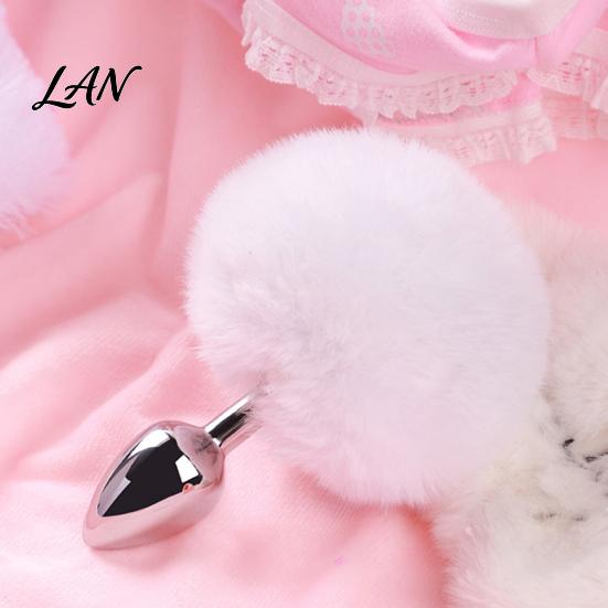Comfortable Silicone Anal Toy Mini Bunny Tail Butt Plugs, Small Plugs for Beginners, Firm Base Sex with Faux Fur Tail, Adult Couple Pleasure Massager