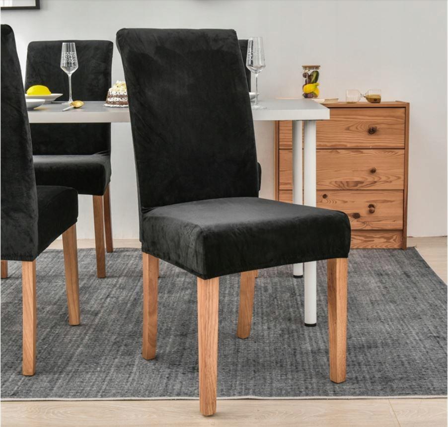 Velvet Plush Chair Cover Thick Black
