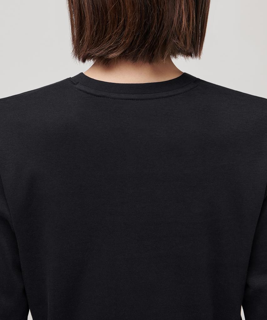 MUSINSA STANDARD WOMAN Women'S Crew Neck Crop Long Sleeve T-Shirt [Black]