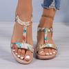 New Summer Wedge Heels Women's Decors Elasticated Mouth Light Breathable Beach Size Shoes