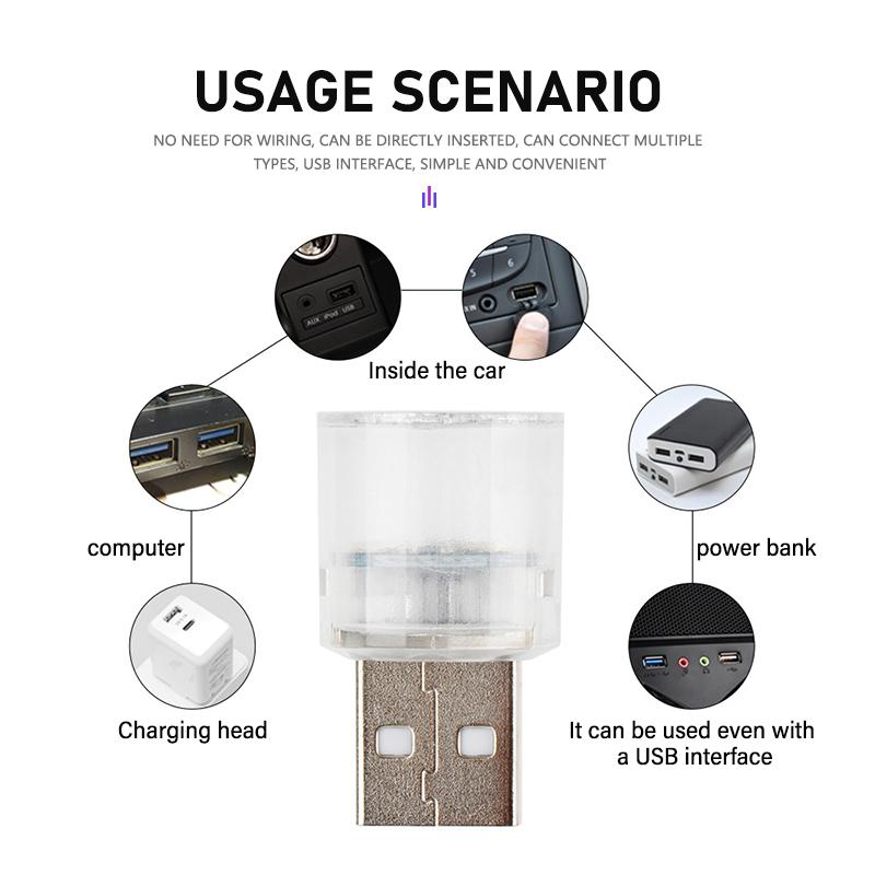 Автомобильная USB-лампа, лампа настроения, Plug Play, декорации салона для Mitsubishi Outlander Lancer L200 ASX Pajero Grandis Eclipse