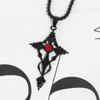 Vintage Black Necklace Set with Artificial Red Zircon Cross Pendant Holiday Gift Ornaments