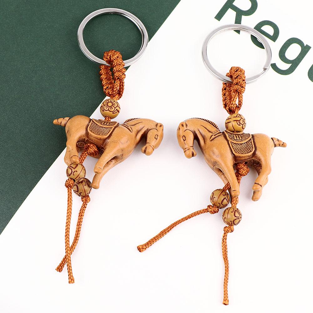 Accessorites Pendant Gift Wooden Carving Horse Elephant Keychain