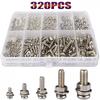 320pcs Stainless Steel SS304 Screws and Heads Screws Nuts Bolts Set M2 M2.5 M3 M4 M5 Metik Nuts and Bolts Set
