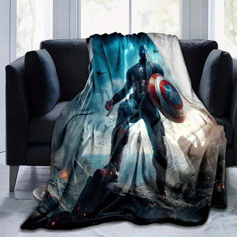 1pc Captain America Printing Blanket - Soft, All-Season Throw for Living Room, Beroom,Personalize Gift with Aorable Cartoon esign