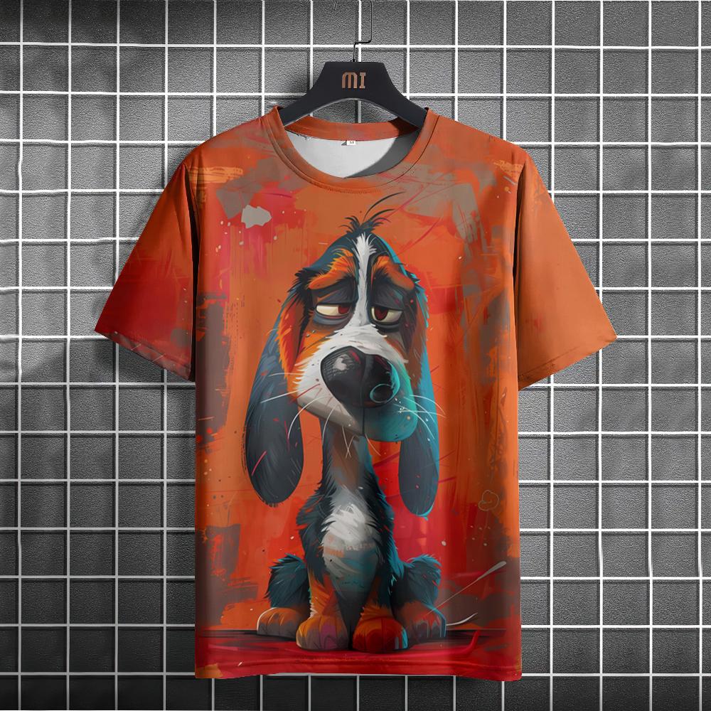 Cute Pig Dog Monkey 3D Printed Short Sleeved T-shirt Summer Breathable Polyester Simple Round Neck Top