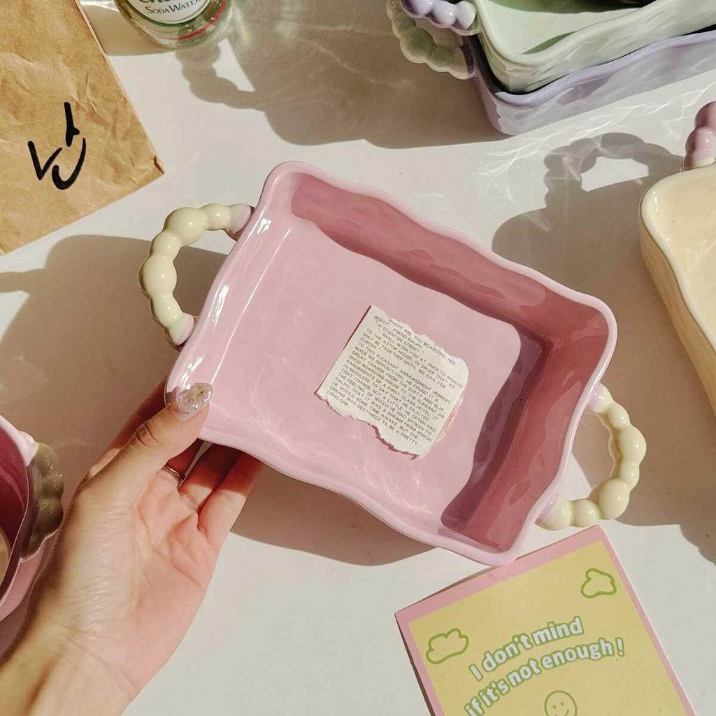 Противень для выпечки риса с сыром Single Ins, керамическая миска с двойным ушком, ручная форма для выпечки, бытовая микроволновая печь, десертная тарелка