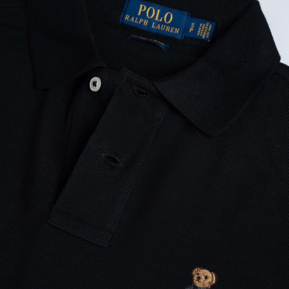 Polo Ralph Lauren Solid Color Bear Embroidered Long Sleeve Polo Shirt Men Tops Black 710766810-001