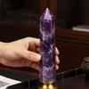 Высота 5,91" Аметистовый Камень Одиночная Остроконечная Шестигранная Призма Кристаллический Острие Жезл Домашний Декор Каменные Поделки Кристаллическая Башня Набор из 2 шт.