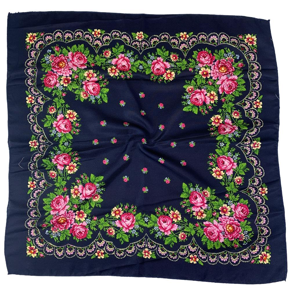 New Babushka Boho Square Bandana Women Head Wraps 70x70cm Muslim Shawl Floral Printed Russian Scarf
