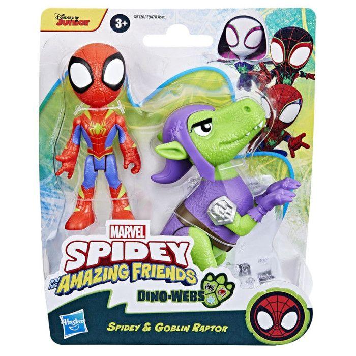 Figurines spidey and his amazing friends dino webs spidey et goblin raptor