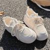 Fashion New Leisure Chunky Sneakers for Women Mesh Lace Up High Heels Round Toe Shoes for Women Solid Flat Platform Vulcanize Shoes