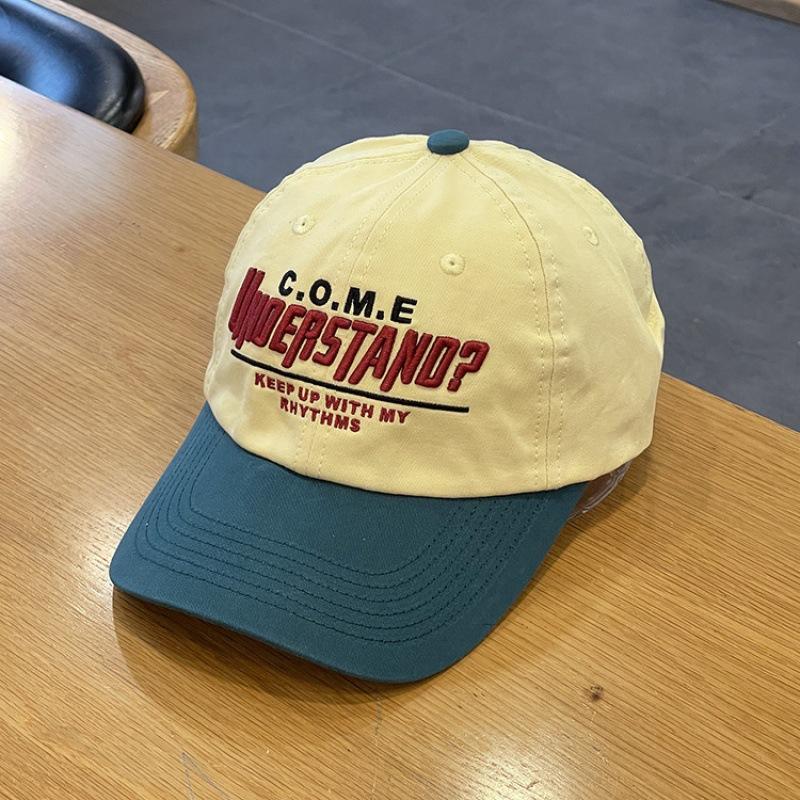 Кепка бейсболка полумягкая контрастного цвета весна-лето высокое качество корейская версия вышивка букв цветная блокировка кепка мужская