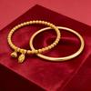 Gold Lotus Seed Pod Antique Best Friend Bracelet with Heart-to-Heart Beads: Fine Craftsmanship and Simple, Stylish Design