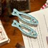 Fresh Fish Hollow Shape Clip 2Pcs Girl Hairpins, Acrylic Hair Clips with Built-in Elastic Clip, Broken Pins, Transparent Icy Blue Accessories