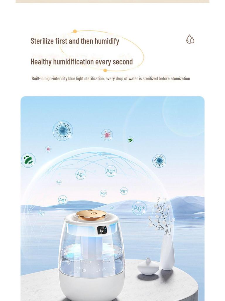 Бесшумный увлажнитель воздуха для спальни: Безопасно для детей и беременных женщин, большой выход пара, небольшая очистительная машина для кондиционируемых помещений