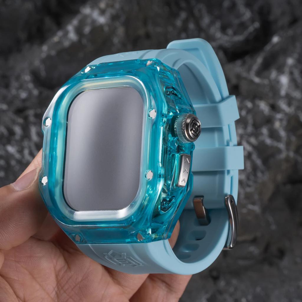 Роскошный прозрачный чехол для ремешка Apple Watch Ultra 2 49 мм, набор для модификации, силиконовый ремешок для IWatch Ultra 49 мм, резиновый браслет