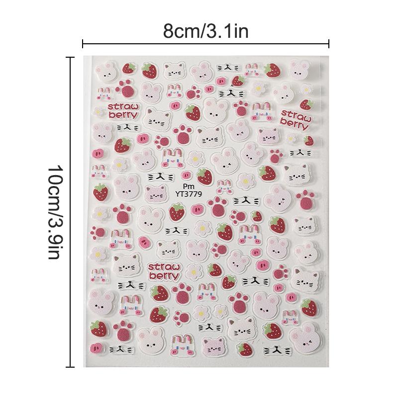 5D Embossed Cute Cartoon Space Cat Asterism Design Nail Art Sticker Decals Self Adhesive Supplies For Women And Girls