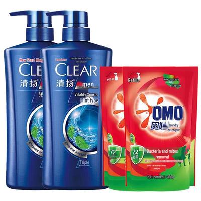 Набор Clear Men Active Sport Шампунь с мятой и Стиральный порошок Omo