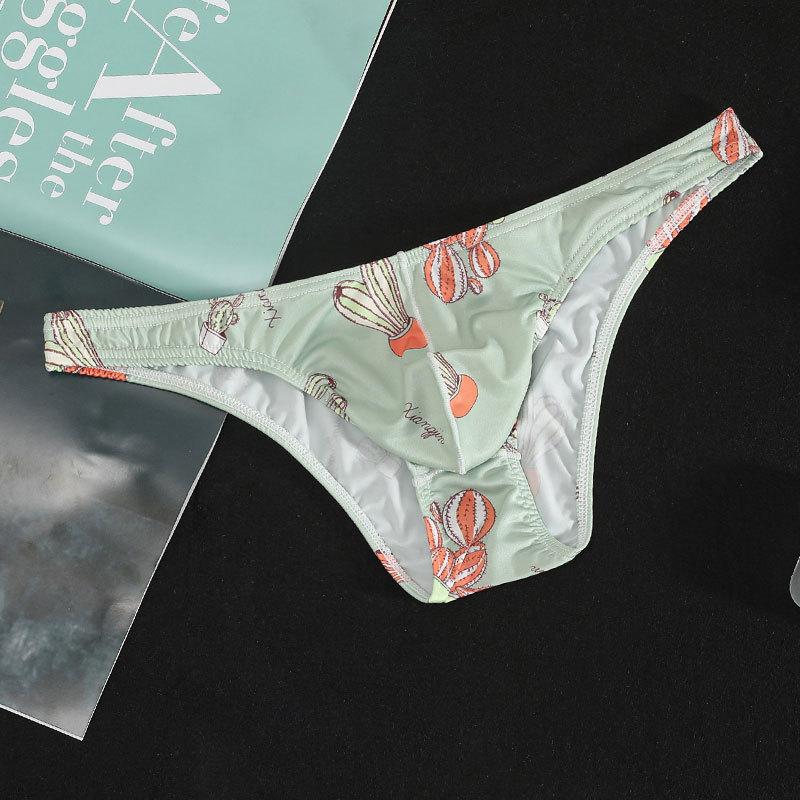 Мужское треугольное нижнее белье, U-образный выпуклый крой, низкая посадка, спортивные, летние, шорты с принтом