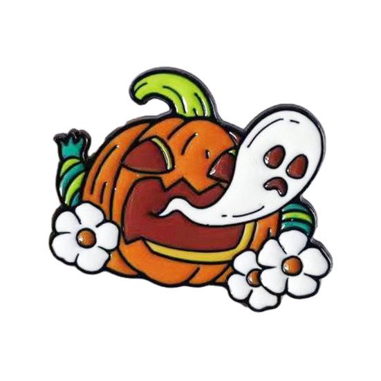 Halloween Cartoon Ghost Brooch, Spooky Pumpkin Tombstone Lapel Pin, Clothes Backpack Bag Decoration Accessories, Holiday Party Gift